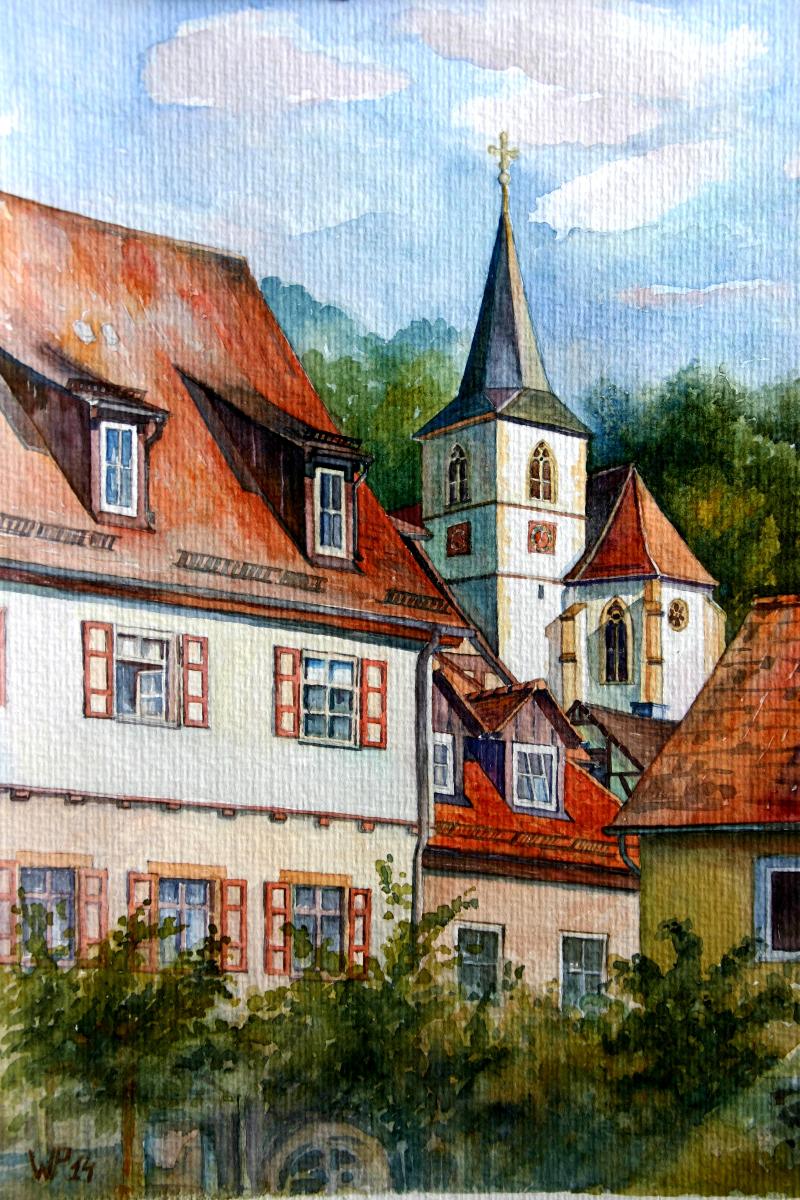 Altes Amtshaus Ailringen 25 x 30 cm Aquarell Zu verkaufen